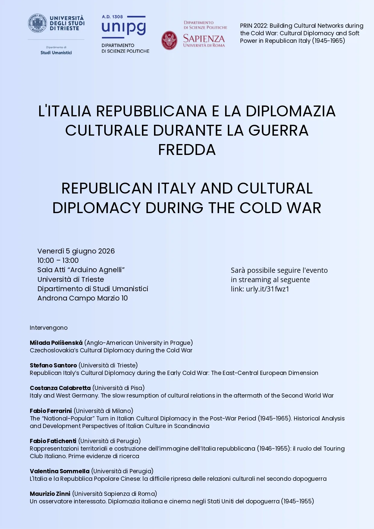 Locandina seminario PRIN Trieste